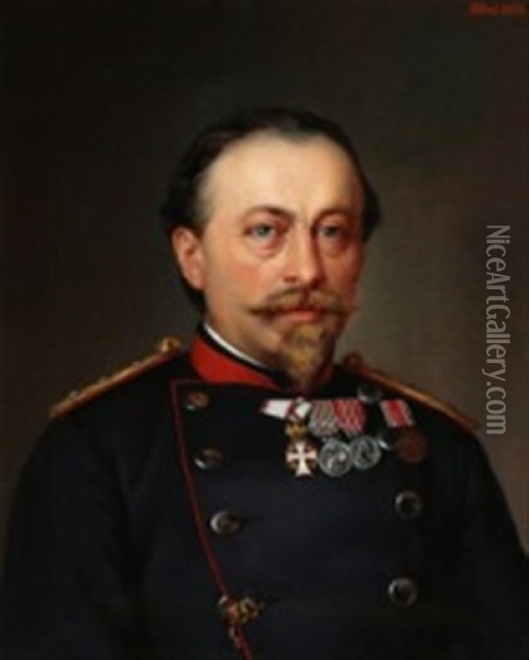 Portrait Of An Officer Oil Painting - Johan Peter Bless