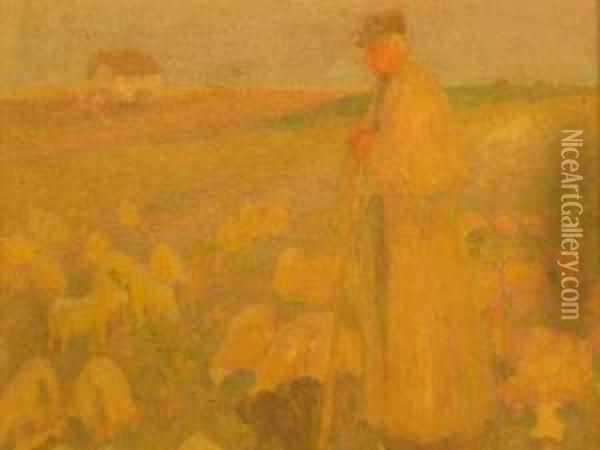 The Shepherd Oil Painting - Emanuel Phillips Fox