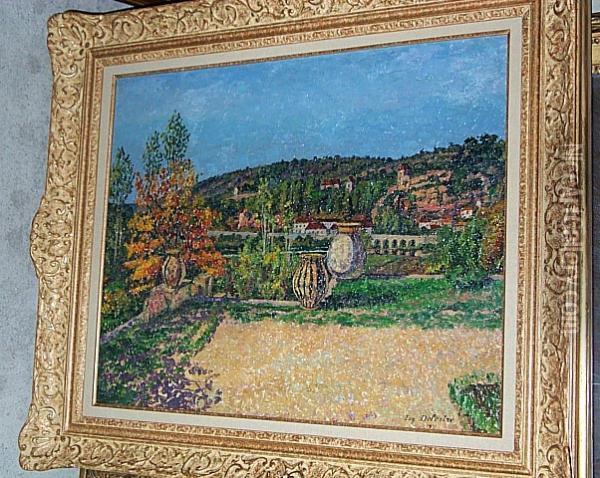 La Terrasse. Oil Painting - Eugene Delestre