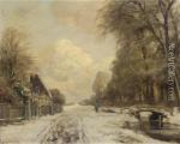 A Late Afternoon In Winter Oil Painting - Louis Apol