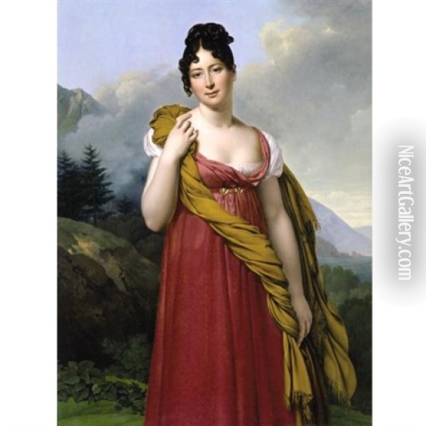 Portrait Of Laetitia Boyer, Marquise De Lagrange Oil Painting - Anne-Louis Girodet de Roucy-Trioson