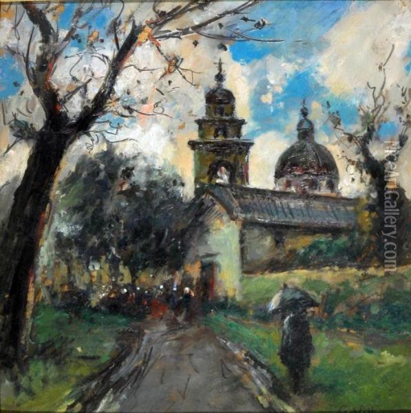 Paesaggio Con Chiesa Oil Painting - Gennaro Villani