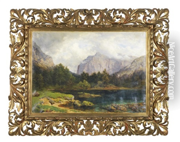 Flusslandschaft Oil Painting - Ernestine Von Kirchsberg