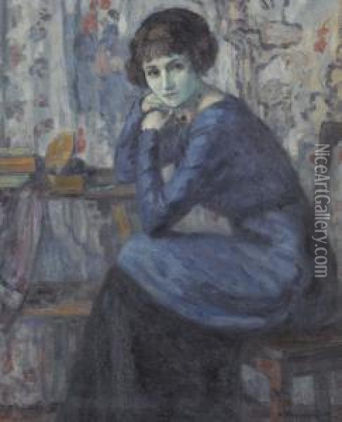 Dame En Bleu Oil Painting - Paul Renaudot