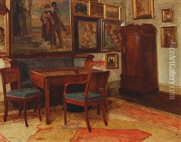 Interior From The Artist's Home Oil Painting - Knud Sinding