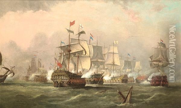 The Battle Of Texel, 11th. August 1673 Oil Painting - Arthur Wellington Fowles