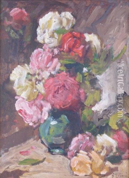 Vase De Roses Oil Painting - Georges Jeannin