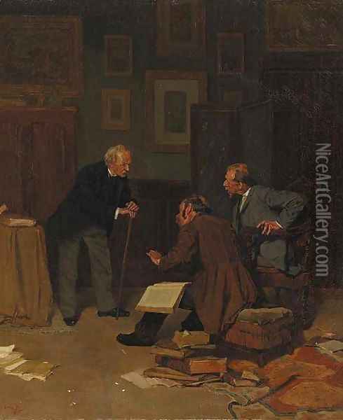 The Book Dealer Oil Painting - Louis Charles Moeller