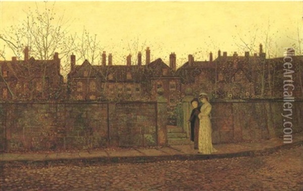 In The Golden Gloaming Oil Painting - John Atkinson Grimshaw