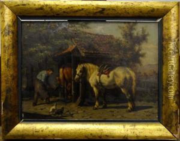 Le Marechal-ferrant. Oil Painting - Willem Jacobus Boogaard
