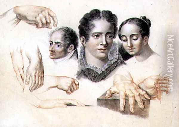 Studies of female and male heads and hands, 1815 Oil Painting - Abraham Constantin