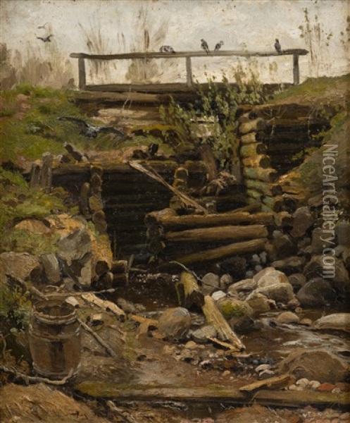 Old Dam Oil Painting - Alexandr Vladimirovich Makovsky