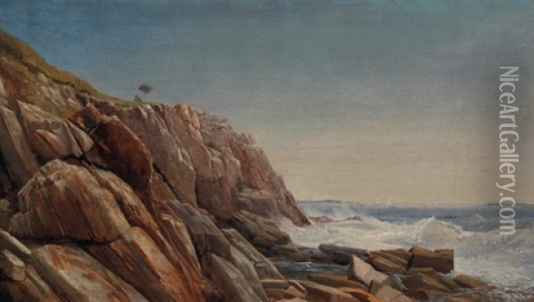 The Artist Overlooking Casco Bay Oil Painting - Harrison Bird Brown