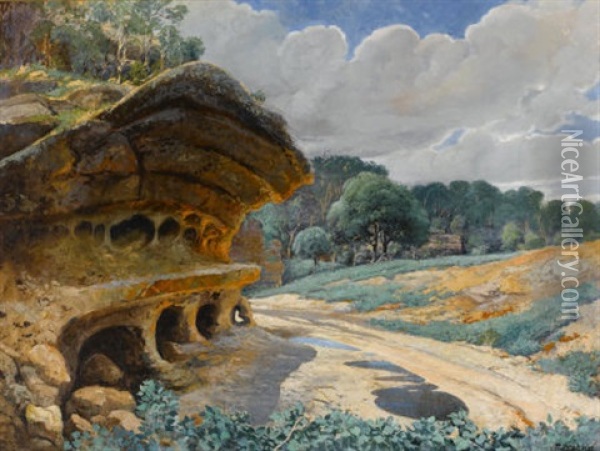 Landscape With Arroyo Oil Painting - Franz Strahalm