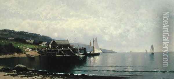 The Landing, Bailey Island, Maine, c.1907 Oil Painting - Alfred Thompson Bricher