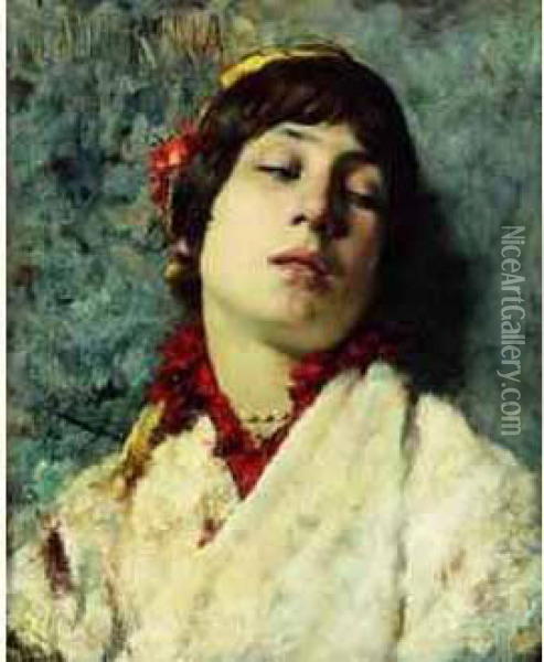 < Portrait De Catarina >. Oil Painting - Theobald Chartran