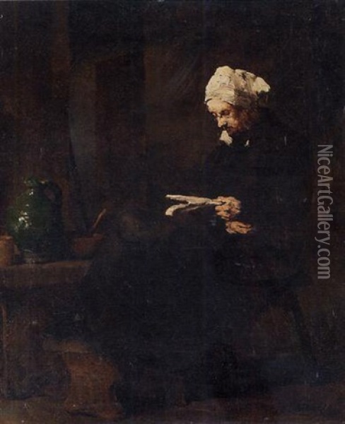 La Lecture Oil Painting - Theodule Ribot