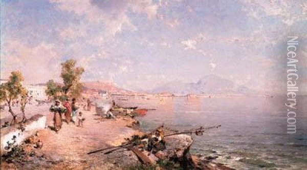 The Bay Of Naples Oil Painting - Franz Richard Unterberger