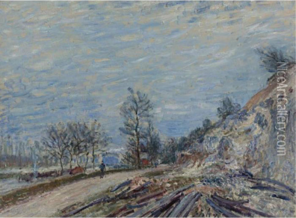 Sur La Route De Moret Oil Painting - Alfred Sisley
