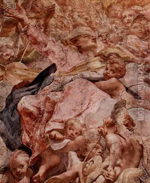Proclamation, detail Holy Virgin and Angels Oil Painting - Antonio Allegri da Correggio
