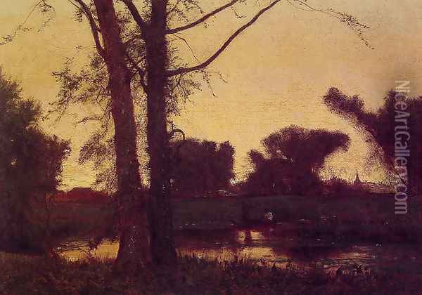 Sunset Oil Painting - George Inness
