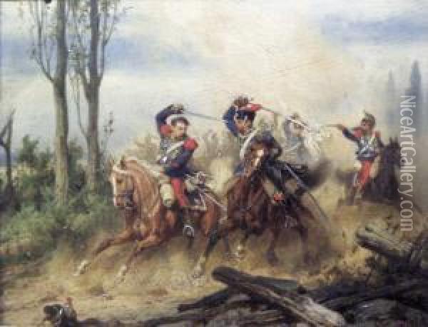 Cavalry Engagement Oil Painting - Christian I Sell