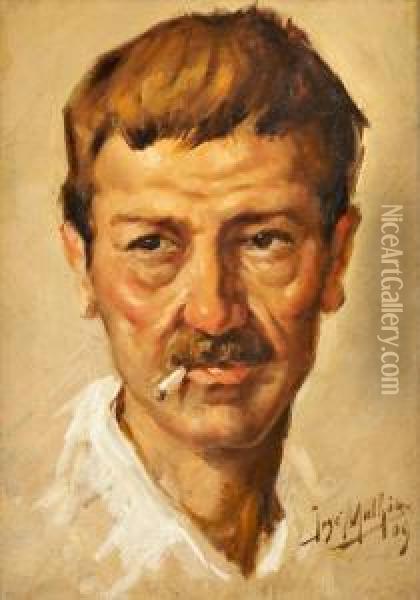 Retrato Do Pintor Aurelio Cezar Sobral Oil Painting - Jose Malhoa