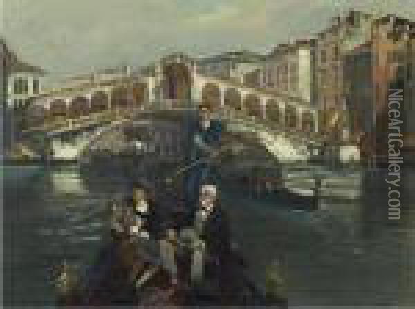 Along The Canal, Venice Oil Painting - Constantin Alexandr. Westchiloff