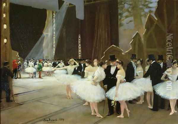 In the Wings at the Opera House 1889 Oil Painting - Jean-Georges Beraud