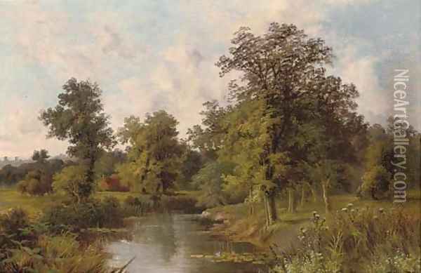 A peaceful river landscape Oil Painting - John Henry Boel