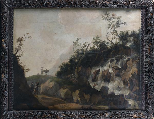 Paysans Pres D'une Cascade Oil Painting - Jan Franciscus Allaert