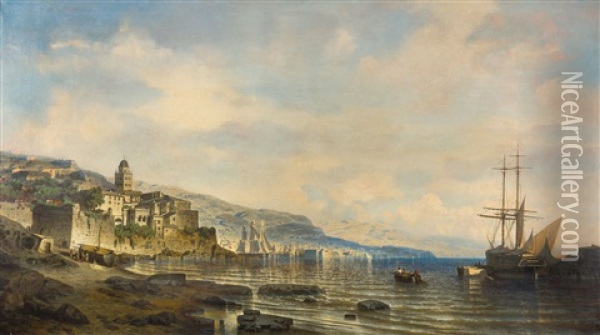 Blick Auf Genua Und Die Riviera Di Levante Oil Painting - Julius Koehnholz