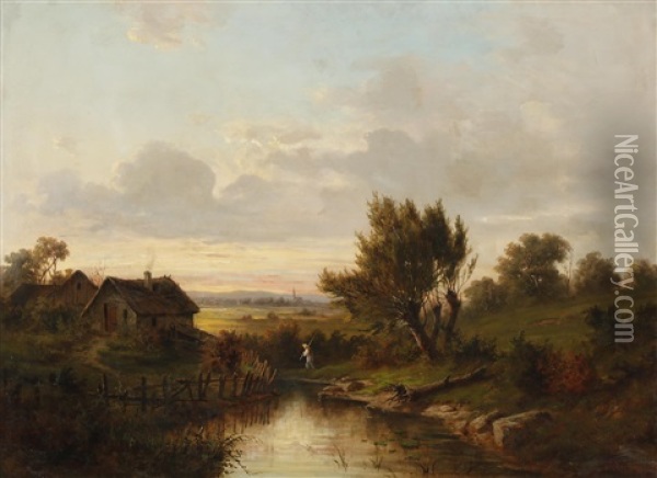 Teichlandschaft Oil Painting - Julius Karl Rose