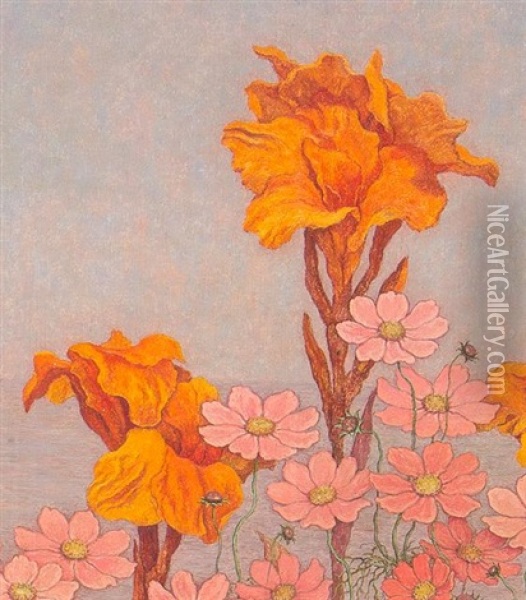 Wild Flowers In Autumn Oil Painting - Takashima Chiharu