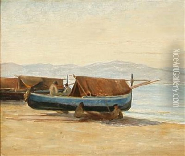 Baade Ved Terracina Oil Painting - Johan Rohde