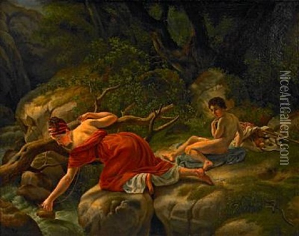 Hagar And Ishmael In Exile Oil Painting - Christoffer Wilhelm Eckersberg
