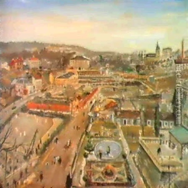 Maisons Et Boulevards En Sevre Oil Painting - Lucien Adrion