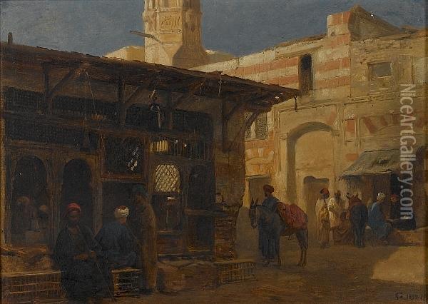 Street In Cairo Oil Painting - Frederick Goodall