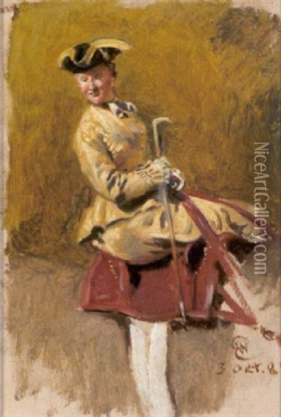 Elegante Dame Zu Pferd Oil Painting - Wilhelm Emele