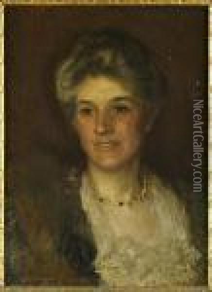 Portrait Of Mrs A Leon Oil Painting - George Clausen