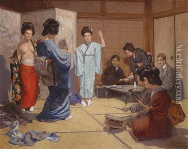 In The Geisha House Oil Painting - Raimund Germela