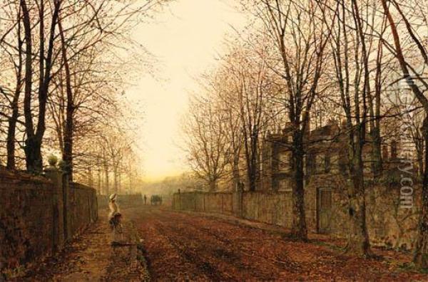 November Morning Oil Painting - John Atkinson Grimshaw