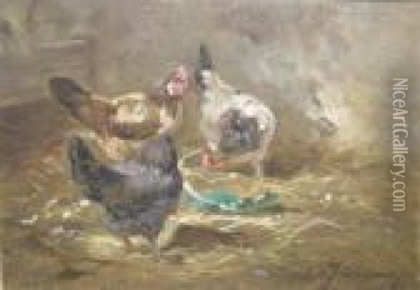 Chickens Oil Painting - Charles Emile Jacque