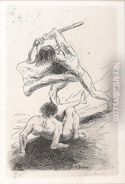 Cain And Abel Oil Painting - Odilon Redon