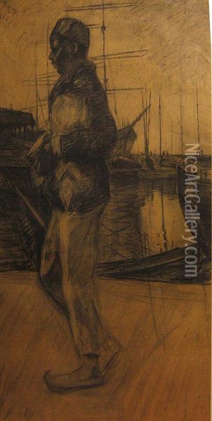 Exotische Man In Dehaven. Oil Painting - Victor Hageman