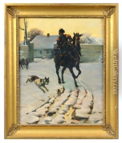 Cossack Rider Oil Painting - Bohdan von Kleczynski