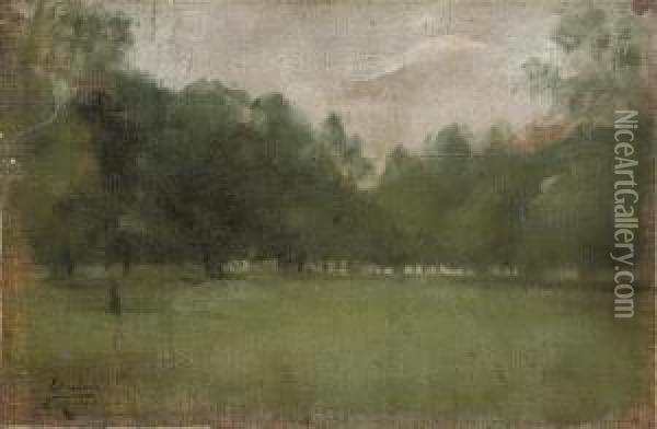 A Clearing In The Woods; And Elegant Figures In A Clearing Oil Painting - Theodore Casimir Roussel