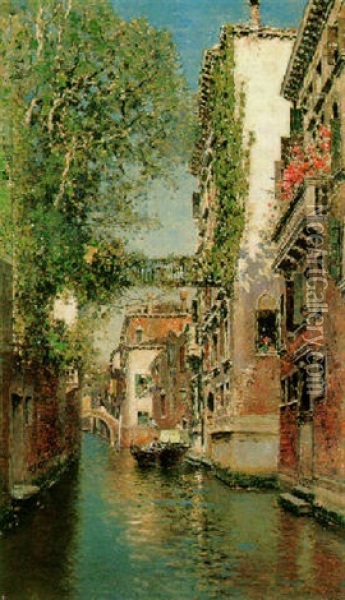 Un Rio Soleggiato, Venezia Oil Painting - Martin Rico y Ortega