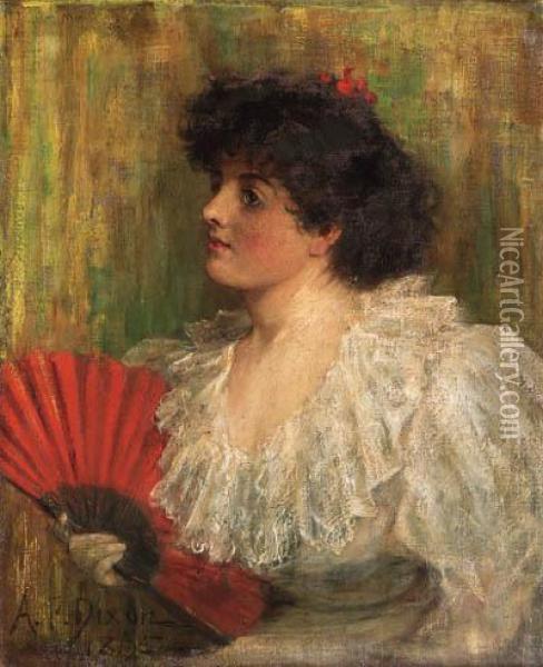 The Red Fan Oil Painting - Arthur Percy Dixon