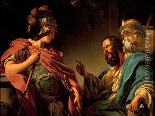 Alcibiades, Socrates Y El Genio Oil Painting - Francois Andre Vincent